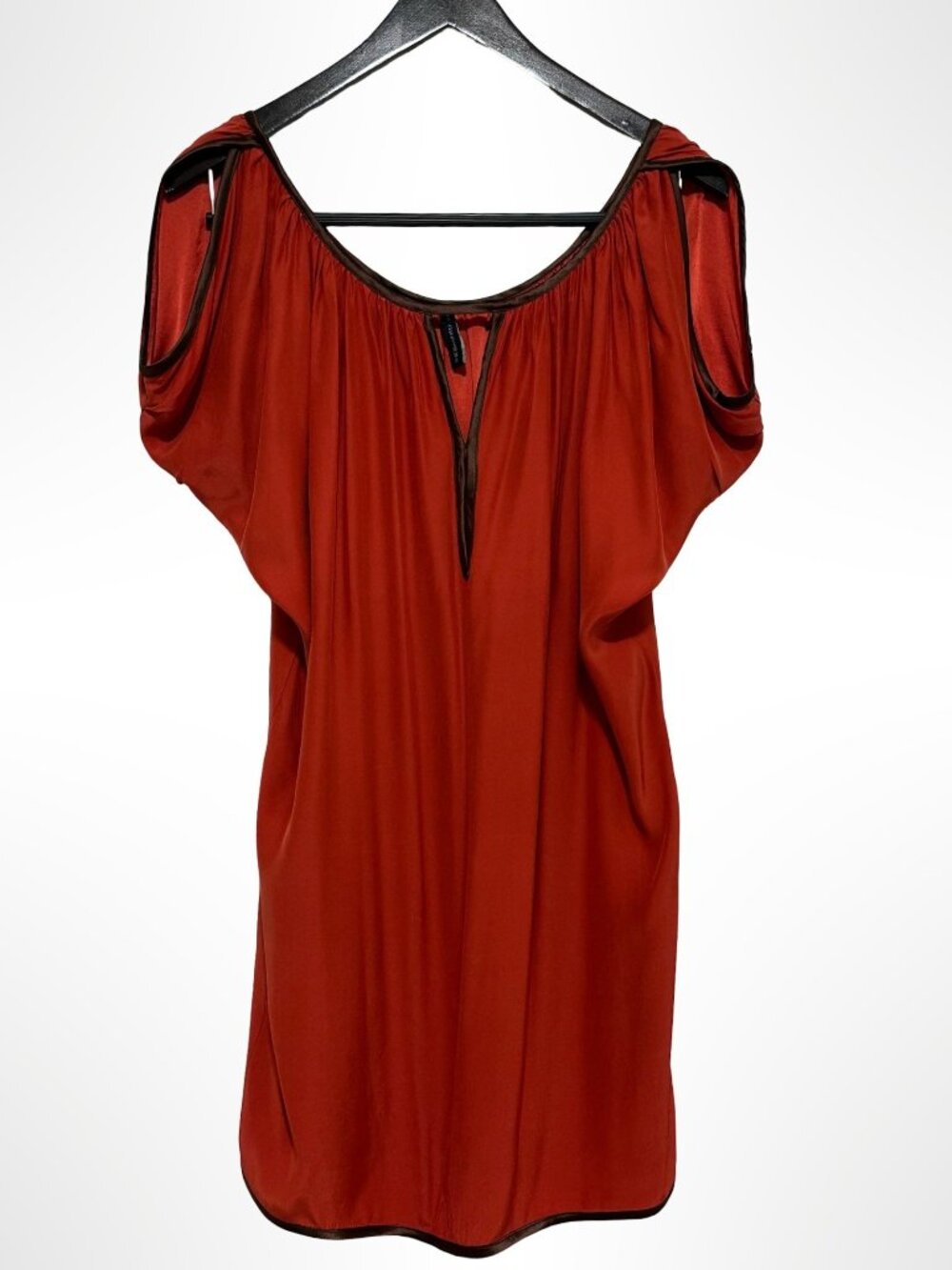 KAS NEW YORK Silk Sleeveless Dress Rust Orange Size S